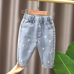 Jeans Kawaii Kids Jeans Fashion Cartoon Loose Bouncy Baby Boys Girls Trousers Spring Autumn Casual Children Clothes Pants 230512