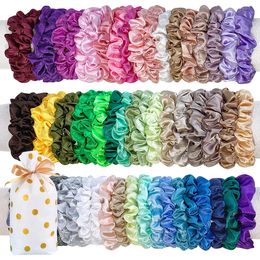 Headwear Hair Accessories Wholesale 60PCS Satin Silk Scrunchies Elastic tail Holders Rubber Band For band Ties Ropes 230512