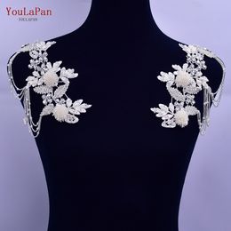 Altri accessori di moda YouLaPan S482 Fiore di perle Spalla Patch decorativa Nappa Perline Abbigliamento Spallina per abito da sposa Applique 230512