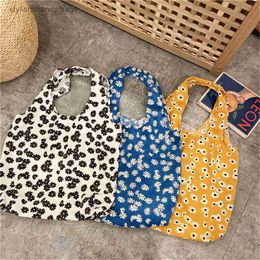 Shopping Bags High Capacity Handbags Tote Bag Flower Simple Shoulder Cloth Shopper Bags Reusable Pouch Shopping Bag Foldable