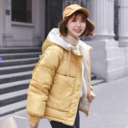 Women's Down DIMI Women Hooded Students' Short-Style Clothes Girls Winter Cotton-Padded Coats Big Size Jacket