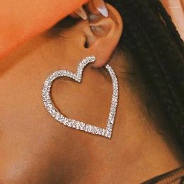 Dangle Earrings Stonefans 1Pair Ins Fashion Heart Hoop Large For Women Shiny Full Rhinestone Big Ear Jewellery Accessories