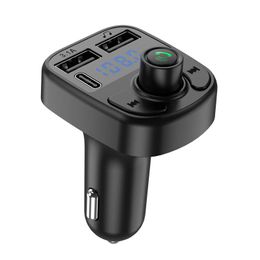 Car Type-C Charger Dual USB Ports Hands Free Calling 85-108 BT5.0 Bluetooth-MP3 Player FM Transmitter