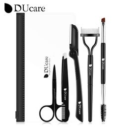Eyebrow Trimmer DUcare 5PCS Razor Kit Scissors Comb for Face Tweezers Eyelash Brush 230511