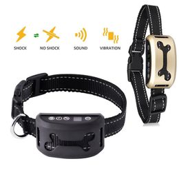 Collars Pet Dog Anti Bark Collar Pet Dog Bark Stop Collar No Bark Waterproof Rechargeable Dog Pet Training Collar Bone