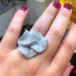 Band Rings GODKI Luxury Big Flowers Statement Finger for Women Wedding Cubic Zircon CZ African Bridal Dubai Chic Jewelry 2023 230511