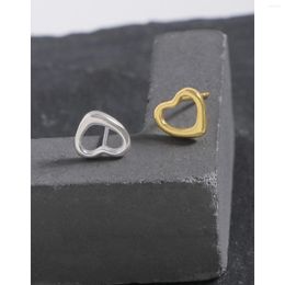 Stud Earrings Classic Women's Sterling Silver Champagne Gold Hollowed-out Heart Fashion Jewellery Lovers Sweet Romantic Holiday Gift