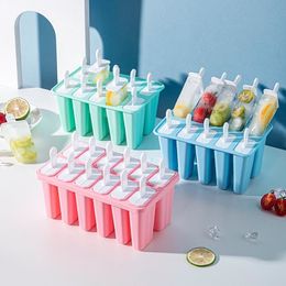 Ice Cream Tools 10/12 Cell Silicone Ice Cream Moulds Summer Frozen Ice Cube Moulds Popsicle Maker Food Safe DIY Homemade Freezer Lolly Mould 230512