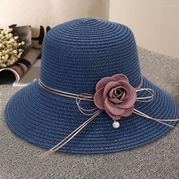 Wide Brim Hats Sweet Summer Beach Hat Foldable Lady Sun Solid Colour Bow-knot Holiday Fisherman Anti-UV