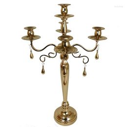 Party Decoration 12p 5 Arms Wedding Centrepiece Table Decorative Tall Metal Gold Five Heads Candelabra Taper Pillar Centerpieces1223