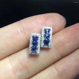 Stud Earrings Sapphire Earring For Men Or Women Natural Real 925 Sterling Silver 2.5mm 6pcs Gemstone