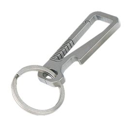 1Pcs Titanium Quick Release Key Chain Clip with 1 Key Rings Heavy Duty Small Carabiner Keychain Clip for Men and Women (Grey)