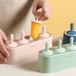 Ice Cream Tools Home Popsicle Mould Set 4 Pieces Homemade Silicone Popsicle Maker Easy Release Ice Cream Moulds Reusable Kitchen DIY Pop Moulds 230512