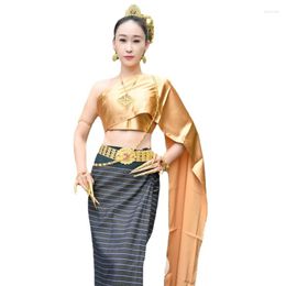 Ethnic Clothing Thailand Costume Women Tops Skirt Shawl Sets Southeast Asian Style Party Dress Festival Dai Thai Traditional Ladies