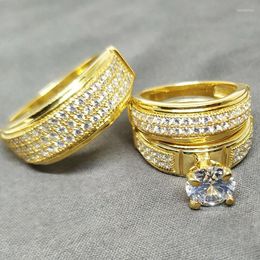 Wedding Rings CAOSHI Gorgeous Bands For Couple Trendy Luxury Gold Color Brilliant Zirconia Finger Anniversary Ceremony Party