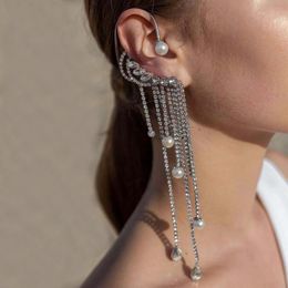 Explosive Charm hanging ear earrings European and American fashion pearl earring simple temperament drop shaped tassel accessories women Unique designer