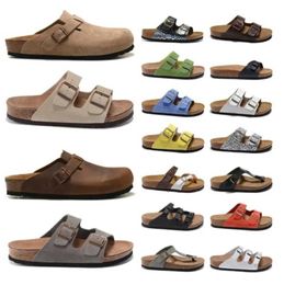 Boston Sandals Leather Bag Head Pull Cork Designer Suede Slides Autumn Winter Lazy Shoes Lovers Scuffs Luxury Clogs Mens Womens Breathable design 50ess