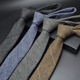 Neck Ties High quality Wool N Tie For Male Work Casual Wedding Groom 6CM Neckties Neckwear Formal Neckcloth Groomsmen men gifts 230512