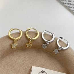 Hoop Earrings Exquisite Shiny Rhinestone Star Pentagram Charms Female Korean Fashion Earings For Women Jewelry Accessories 2023