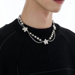 Choker Korean Fashion Hip Hop Shiny Rhinestone Star Pentagram Necklace Tassel Crystal Beads Chains Exquisite Jewellery For Women