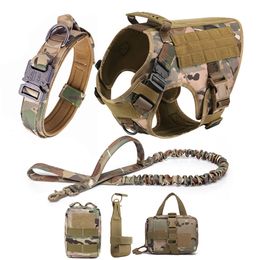 Dog Collars Leashes Large Dog Collar Military Dog Harness And Leash Set Pet Training Vest Tactical German Shepherd K9 Harnesses For Small Dogs 230512