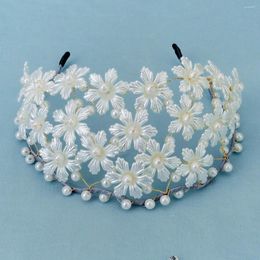 Hair Clips Handmade Pearls Flower Crowns French Style Hairbands Bridal Wedding Tiaras Headdress Engagement Accessories