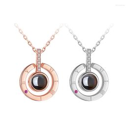 Pendant Necklaces Cystal Necklace For Women Projection I LOVE YOU Rose Gold Colour 18KGP Fashionanium Steel Jewellery (GN206)