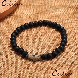 Beaded New Fashion Trendy Men Bracelet 6Mm Matte Smooth Simple Classic Bead Bracelets With Natural Stone For Women Party Jew Dhgarden Dhue7