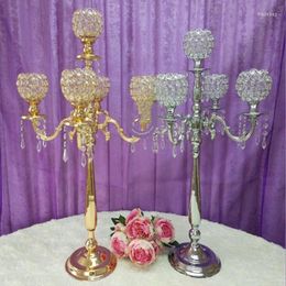 Party Decoration 12pcs) Wedding Table Centrepieces 5 Arm Tall Gold Crystal Candelabras Candle Holder For Yudao1222
