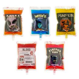 350ml Halloween Funny Pattern Blood Type Bag Juice Beverage Packaging Bag Coffee Suction Mouth Bag