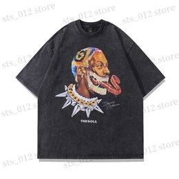 676 A115 Herren T-Shirts Frog Drift Mode Vintage Lose Basketball Grafik Retro Waschen Sommer der Wurm Dennis Rodman Übergroßes T-Shirt T-Shirt Tops M