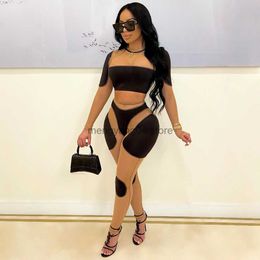 Women's Two Piece Pants Sheer Mesh Patchwork Tracksuit Women Sexy O Neck Long Sleeve Crop Top + Pants Suits Club Party Two Piece Set Outwear Clothes T230512