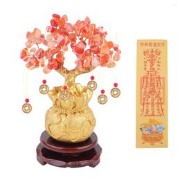 Decorative Flowers Shelf Accessories Decor Fortune Tree Wealth 16 16cm Chinese Coin Bonsai Money Chakra Gemstone