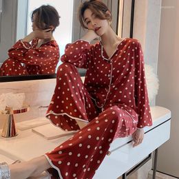 Women's Sleepwear Women Print V-neck 2pcs Shirt&pants Sleep Suit Satin Casual Pyjamas Set Loungewear Soft Intimate Lingerie Pyjamas