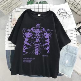 T-shirt Hip Hop Summer Short Sleeve Streetwear Women Harajuku Tshirt Skeleton Print vintage clothes tshirt Punk Oversized Goth tops tee