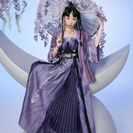 Ethnic Clothing New Purple Hanfu Clothes Chinese Traditional Ancient Folk Dance Comes Song Dynasty Embroidery Female Fairy Clothing DQL7271 G230428