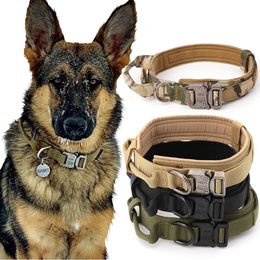 Dog Collars Leashes Dog Training Collar Adjustable Tactical Dog Collar And Leash Set Control Handle Pet Lead Collar For Small Big Dogs 230512