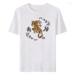 Men's T Shirts Summer Men's Cool Tiger Print Tees Round Neck Man Cotton T-shirt Casual All-match Simple Short Sleeved Tops Luxury