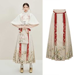 Ethnic Clothing Classical Chinese Ming Dynasty Clothing Horse Face Skirt New Mamian Skirt For Women Oriental Traditional Dance Comes DQL7600 G230428