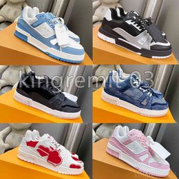 Designer Casual Shoes Vintage Men Trainers Leather Shoe Mesh Classic Sneakers Combination Large Sole Fashion Sneaker Printing Lace Up Shoe With Box