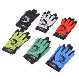 Sports Gloves 1 pair of nylon fishing gloves non slip fast drying water resistant 3 cut finger outdoor sports protection gloves fish equipment P230512