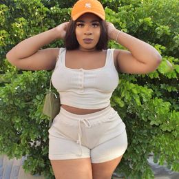 Women's Plus Size Tracksuits Tossy Casual Summer Set Clothing Two Piece Top And Shorts Female Rompers Playsuits Curve 230511