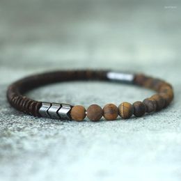 Strand Antique Handmade Natural Stone Beads Bracelet Coconut Wooden Mens Yoga Balance Braclet For Male Meditation Jewelry Homme