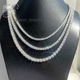 Hot Selling 925 Silver Mosan Tennis Necklace Single Row Chain Jewelry Hip Hop Luxury for Men and Women