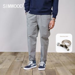 Men's Pants Spring 100% Cotton Loose Tapered Pants Men Enzyme Wash Ankle-Length Plus Size Chinos Trousers SK130826 230512