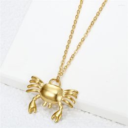 Pendant Necklaces Creative Fun Gold Colour Crab Necklace Charming Women's Party Stainless Steel Jewellery Gifts