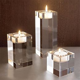 Candle Holders 5 4/6/8/10/12/14/16cm Crystal Glass Candlestick European Style Wedding Party Home Decor Holder