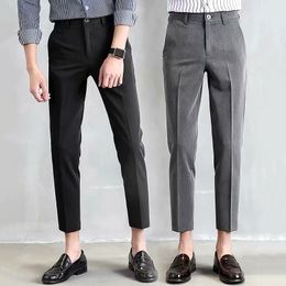 Men's Pants Men Pants Fashion Korean Slim Fit Casual Business Classic Trousers Spring Summer Streetwear Dress Suit Pant Male Black Grey Khak 230512