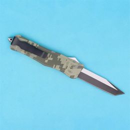 Promotion Green Camo 616 Large Size Auto Tactial Knife 440C Single Edge Tanto Fine Black Blade Outdoor Survival Tactical Gear232m