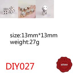 DIY027 S925 Sterling Silver Dice Hip Hop Horseshoe Cross Flower Solid Fashion Jewelry Decoration Vintage Toy Decoration